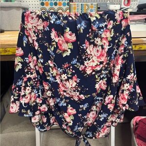 Chic Soul Floral Blouse - Navy and Pink